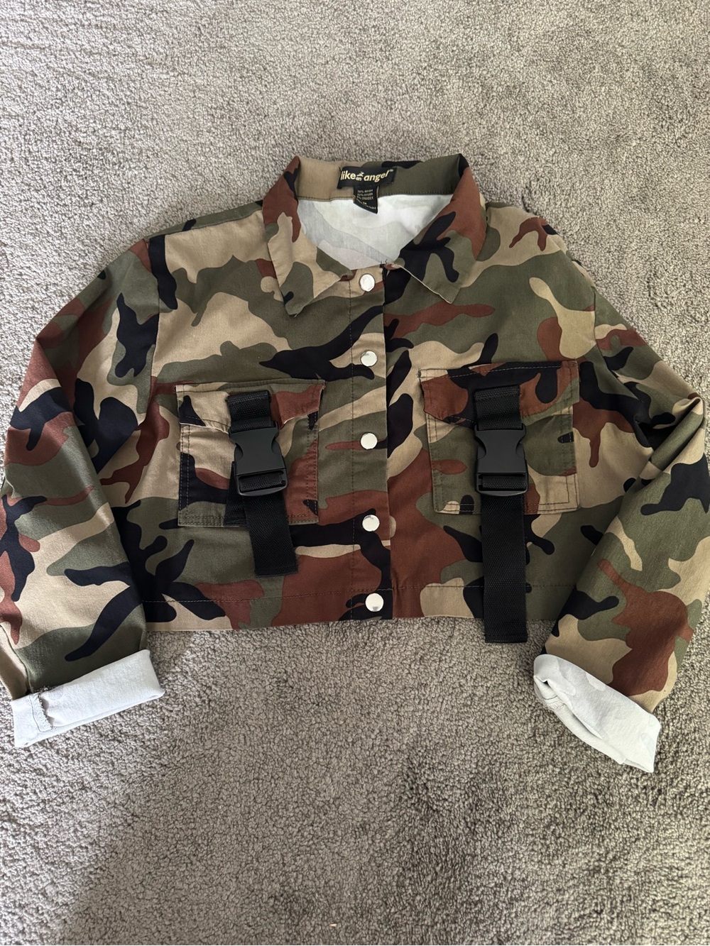 like an angel Cropped Camo Jacket - Green, Brown, Tan
